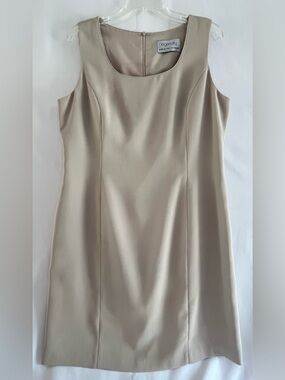 Ingenuity Beige Ribbed Sleeveless Sheath Dress Vintage 90s Style